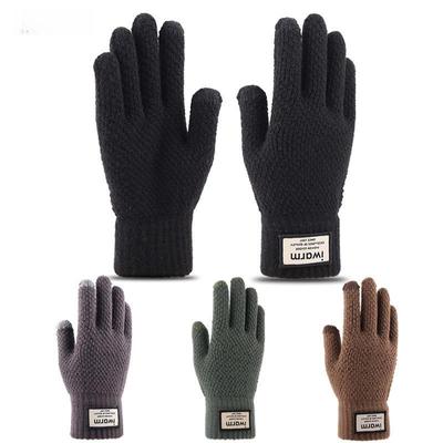 Heren Winter Touchscreen Wollen Gebreide Handschoenen - Verdikte Fluwelen Voering voor Buiten Koudebescherming