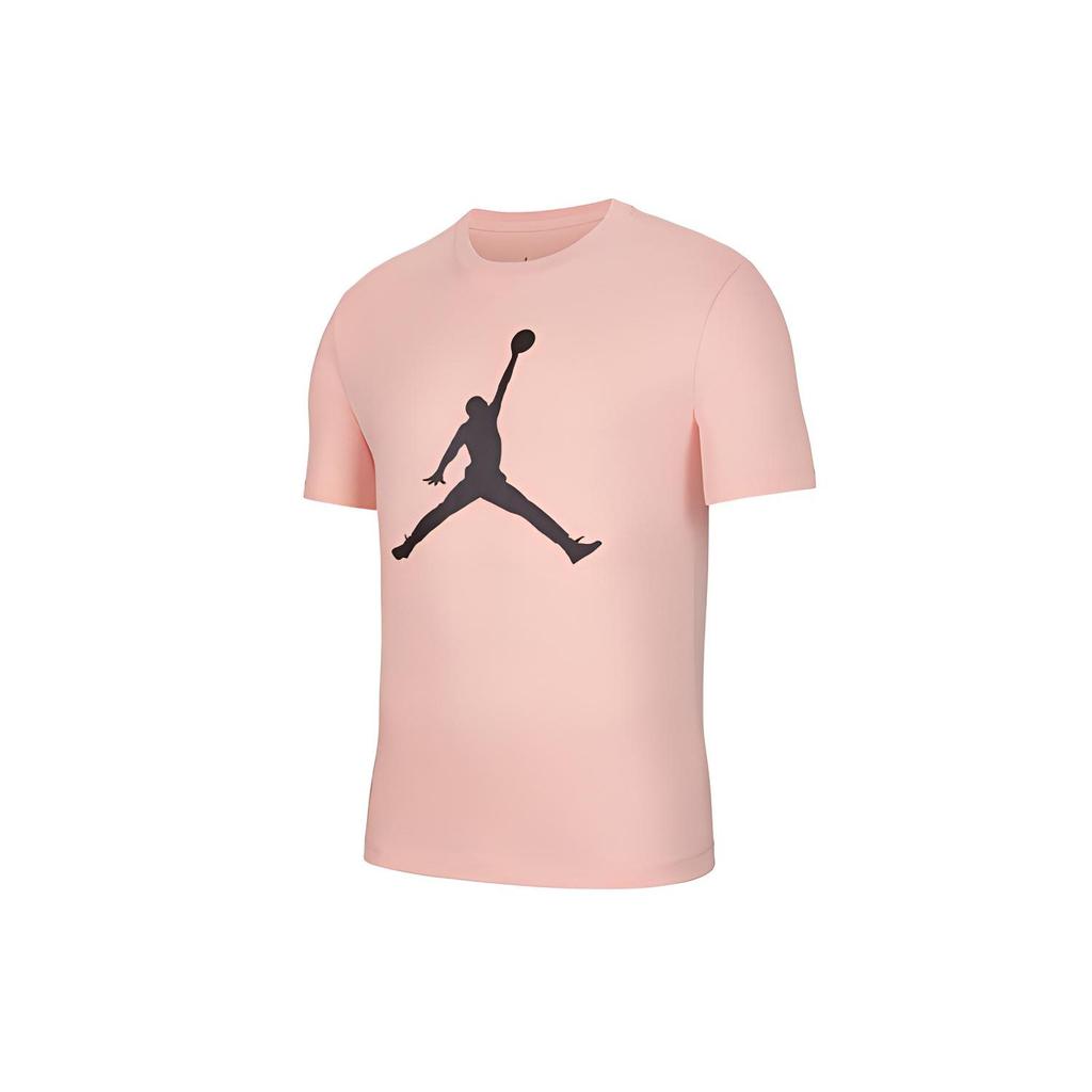 Jordan T Shirts Men's Coral Red Crew Neck Moderate Straight Fit DA6797-623