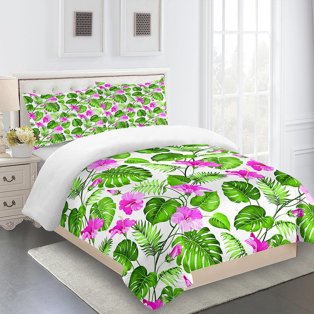 Morning Glory Duvet Cover for Girls Women,Purple Floral with Branch Quilt Cover Set King/Queen Size with Two Pillowcases,White