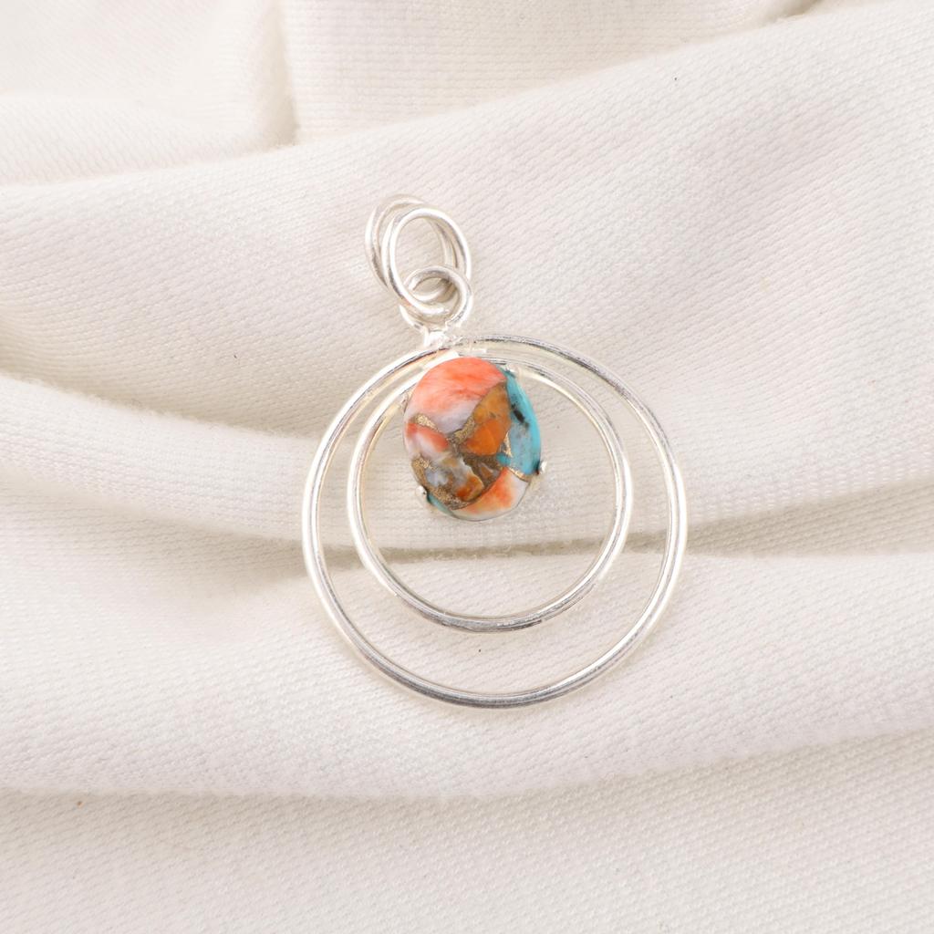 Spiny Oyster Handmade Gemstone Pendant, 925 Solid Sterling Silver Pendant Designer Jewelry, For Anniversary Gift