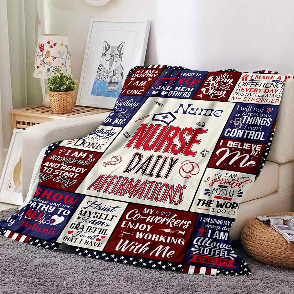 Empowering Nurse Daily Affirmations Cozy Blanket Text Ultrasoft Great For Sofa Couch Office Bed Picnics Four Seasons Universal Versatile Accessory