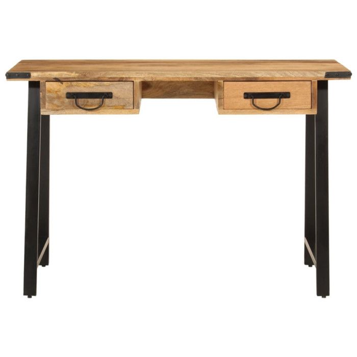 Desk - VIDAXL - Solid Mango Wood Study Table - 2 Drawers - Contemporary Style - 120x60 Cm