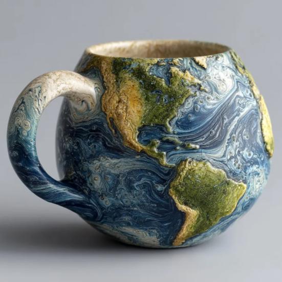 Space-Themed Coffee Cups with Ergonomic Handle Dishwasher Safe Space Embossed Planet Mugs Solar System Planet Mugs