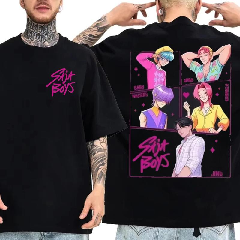 

KPop Demon Hunters Movie Saja Boys T Shirt Men s Women High Quality Cotton T Shirt Fashion Hip Hop Harajuku Short Sleeve T-shirt 4XL
