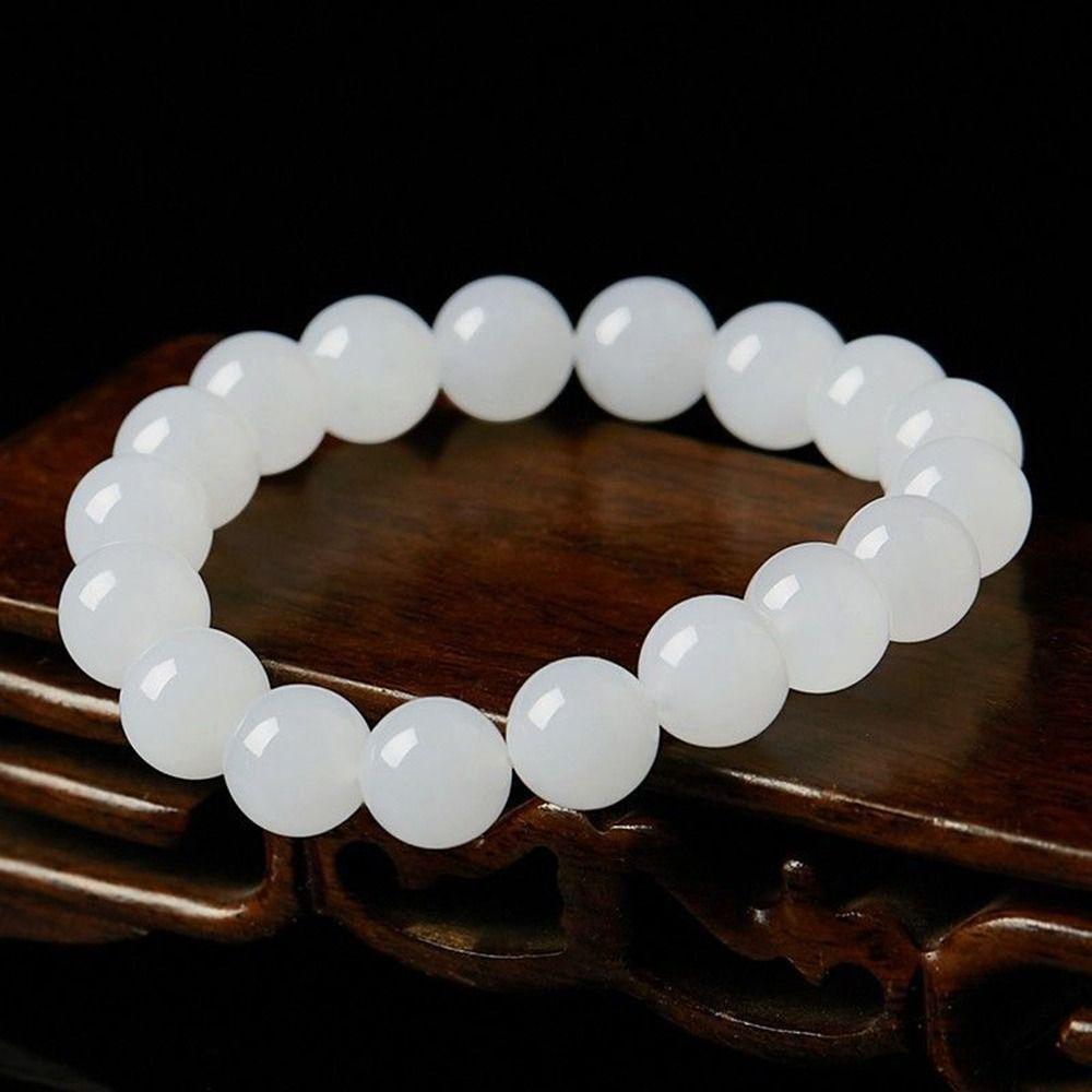 Round Bead Party Gift Hand Rope Wristband Beaded Bracelet Fashion Jewelry White Stone Bracelet