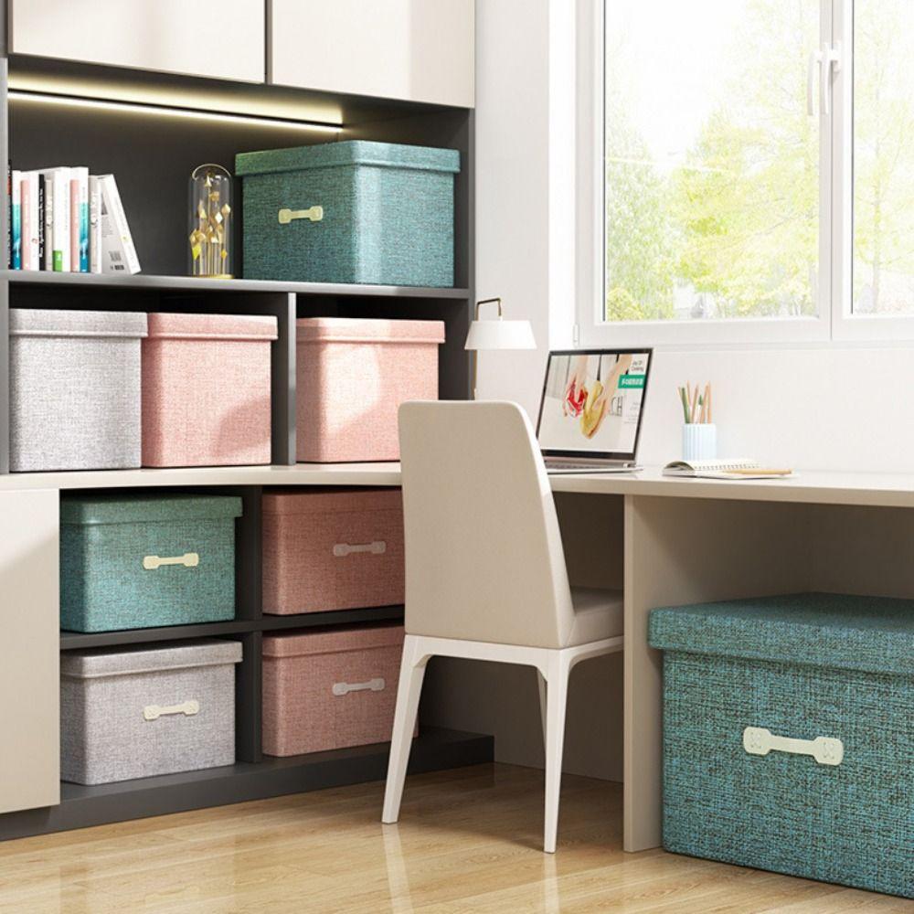 Cotton Linen Fabric Storage Box Drawer-type Covered Organization Box  Sundries Storage