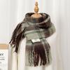 New Maillard Striped Thick Tassel Big Braid Plush Scarf Winter Warm Thickened Lazy Student Scarf