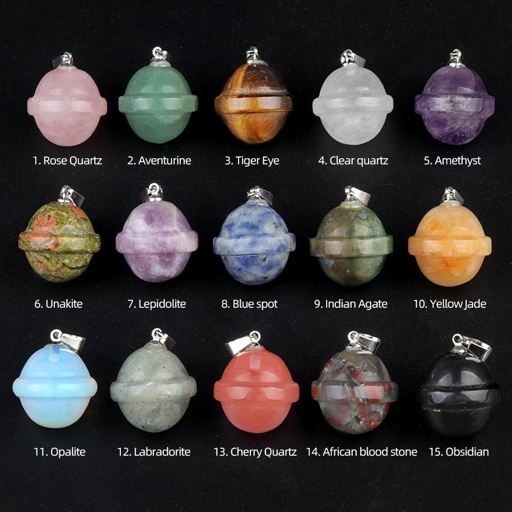 1 Stück Halskette mit Anhänger aus Natursteinkristall, Asteroiden-Edelstein, Charms mit Riemenkette, Halsketten für Frauen und Männer, Alltagsschmuck, Geschenke, 20 × 20 mm