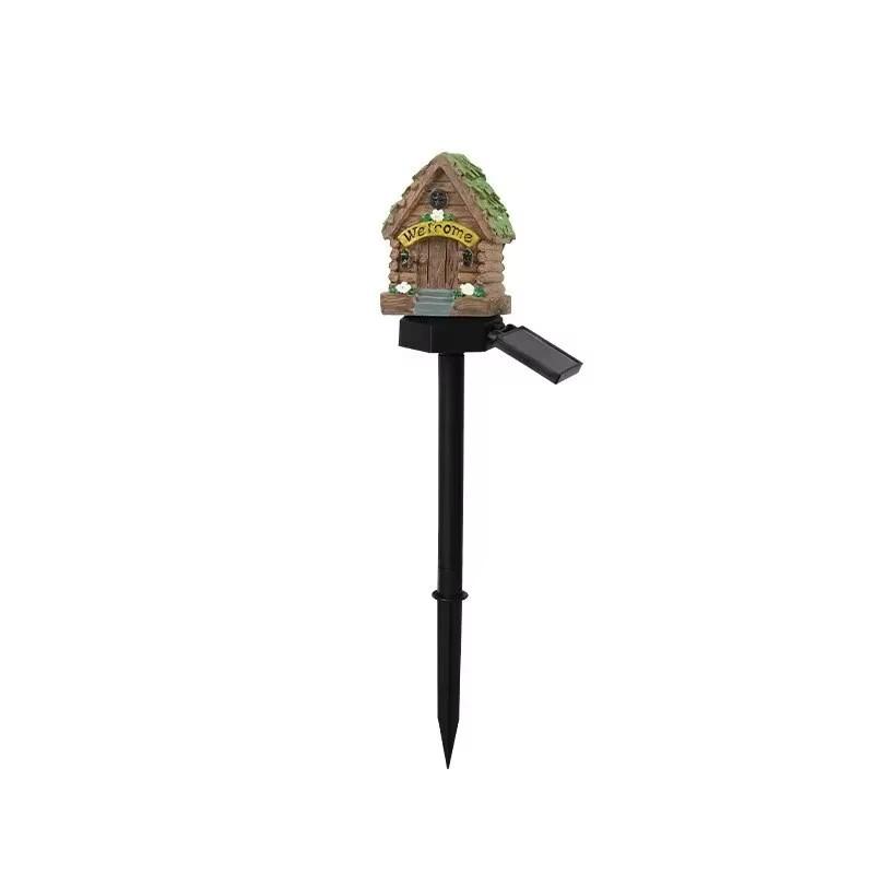 1PC/2PCS/4PCS Solar Resin House Light Arden Solar Lamp Outdoor Decor LED Light Waterproof Small House Floor Plug Lamp