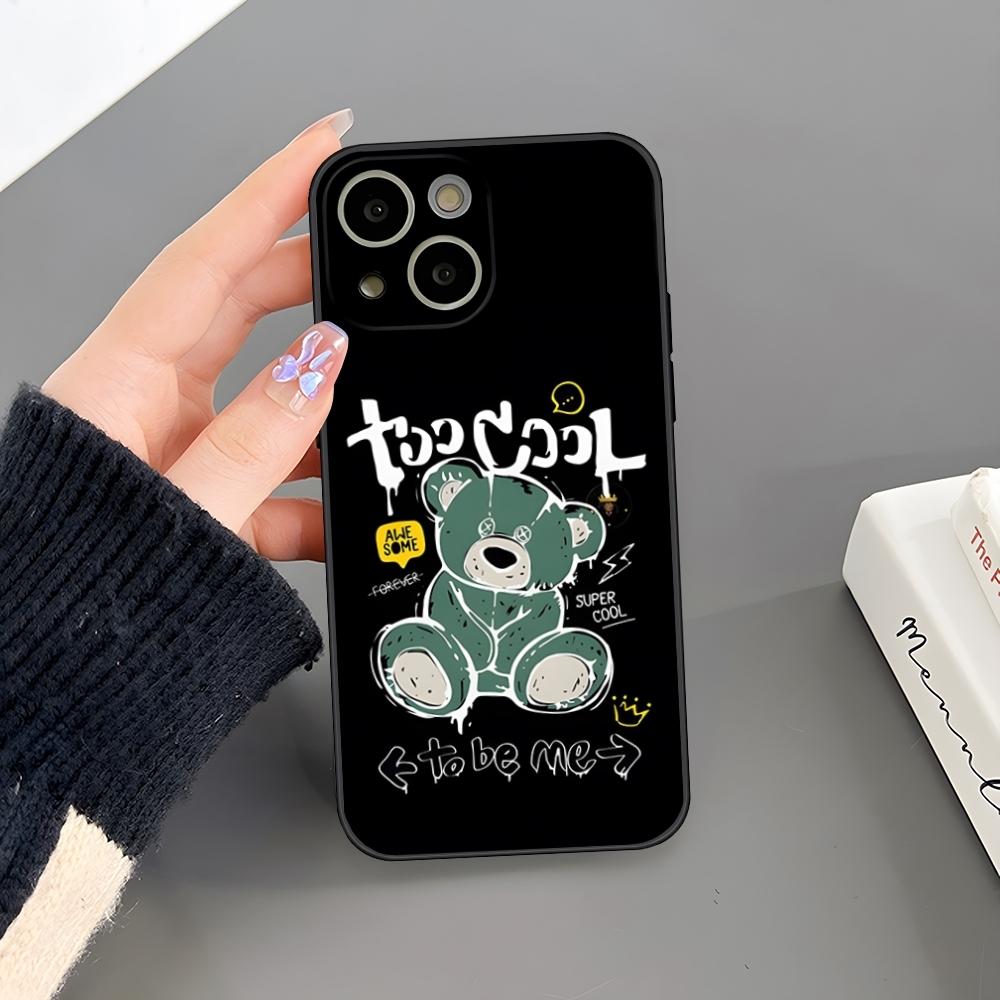 Cartoon Teddy Bear Phone Case For Iphone 15 Pro Max 14 Pro 16 Plus 12 13 11 Xr X Xs 8 7 Plus Silicone Back Cover
