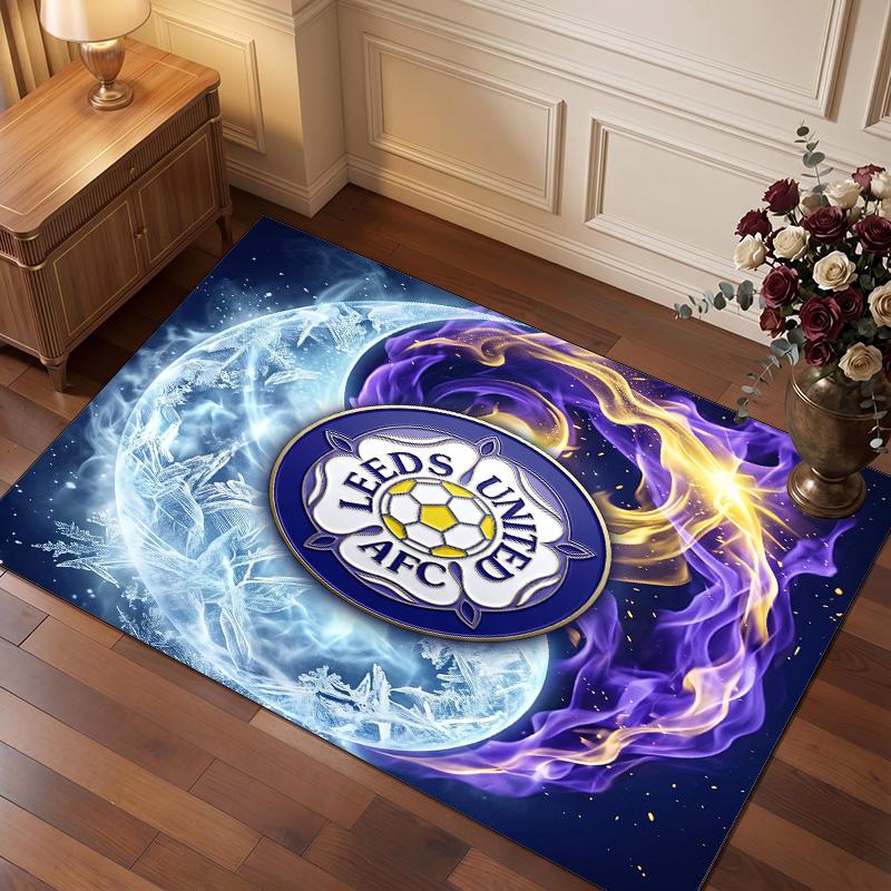 Tappeto in Velluto di Cristallo con Stampa del Leeds United Football, Comodo Assorbente d'Acqua Antiscivolo Tappeto per Pavimenti Interni