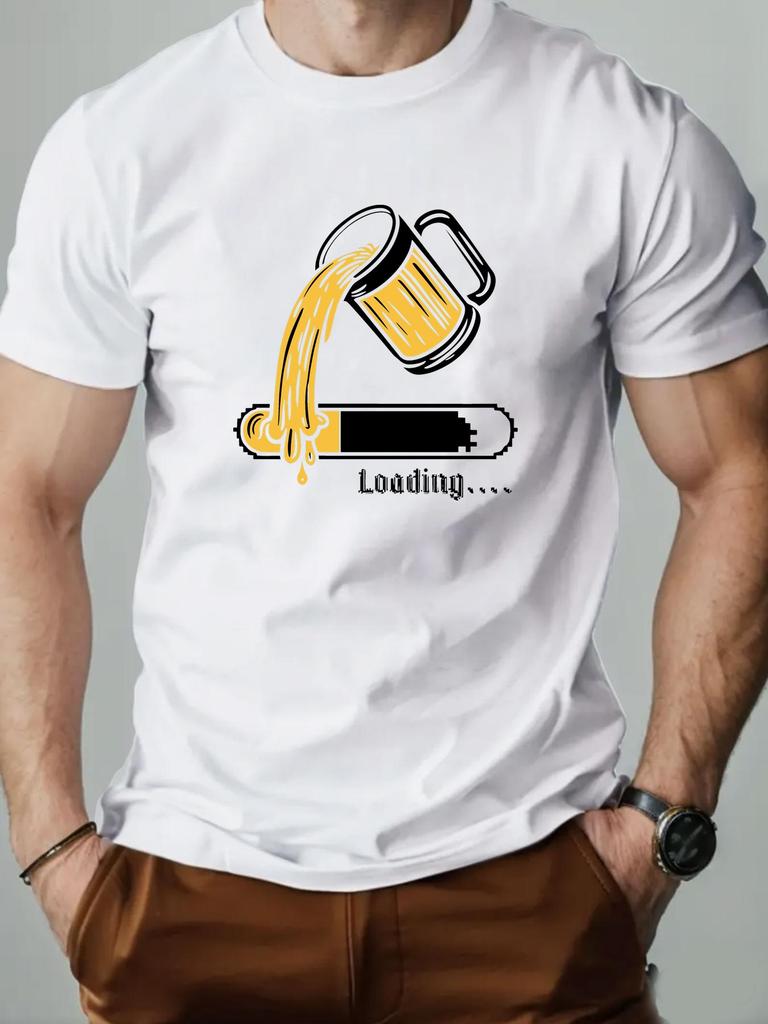 Beer Tshirt Mens Tracksuit Cotton Casual Sportswear Crew Neck Pullover Short Sleeve Tops Breathable Fashion Summer Streetwear