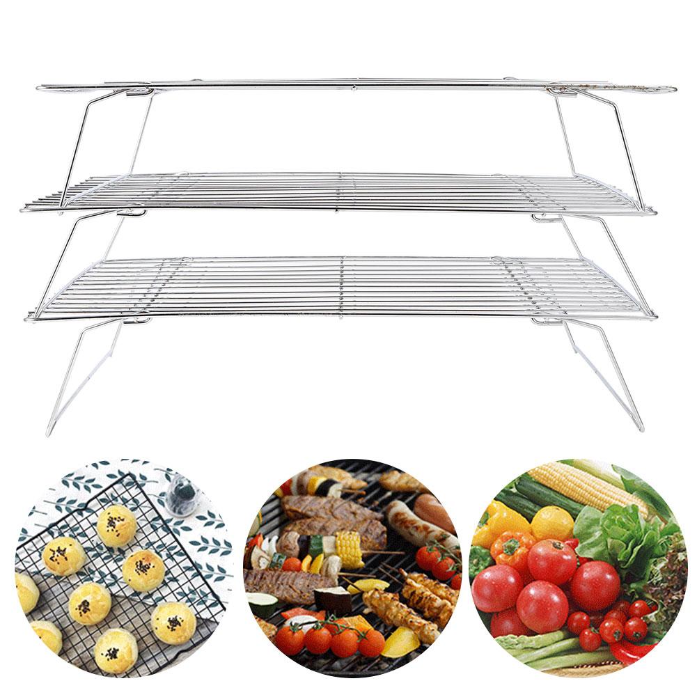 3?Tier Cooling Rack Collapsible Folding Legs for Cookies Cakes Kitchen Baking Grilling Tool