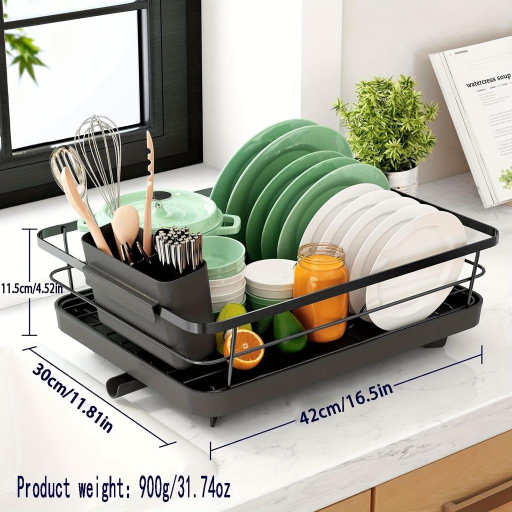 1 Piece of Carbon Steel Tableware Drying Rack, Durable Stainless Steel Drain Rack for Kitchen Countertop