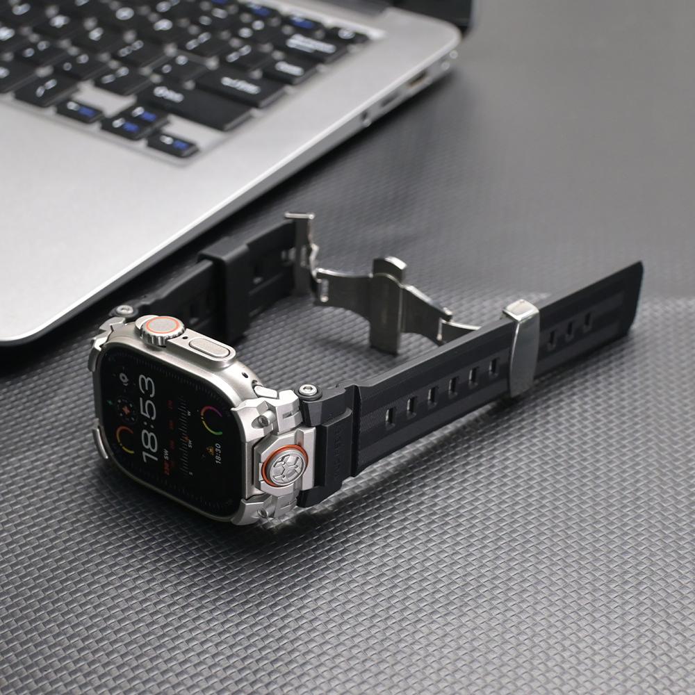 Rubber Sports Band for Apple Watch Band Ultra 3 2 1 49mm Silicone Luxury Strap Butterfly Clasp Bracelet For iWatch Ultra 3 49MM