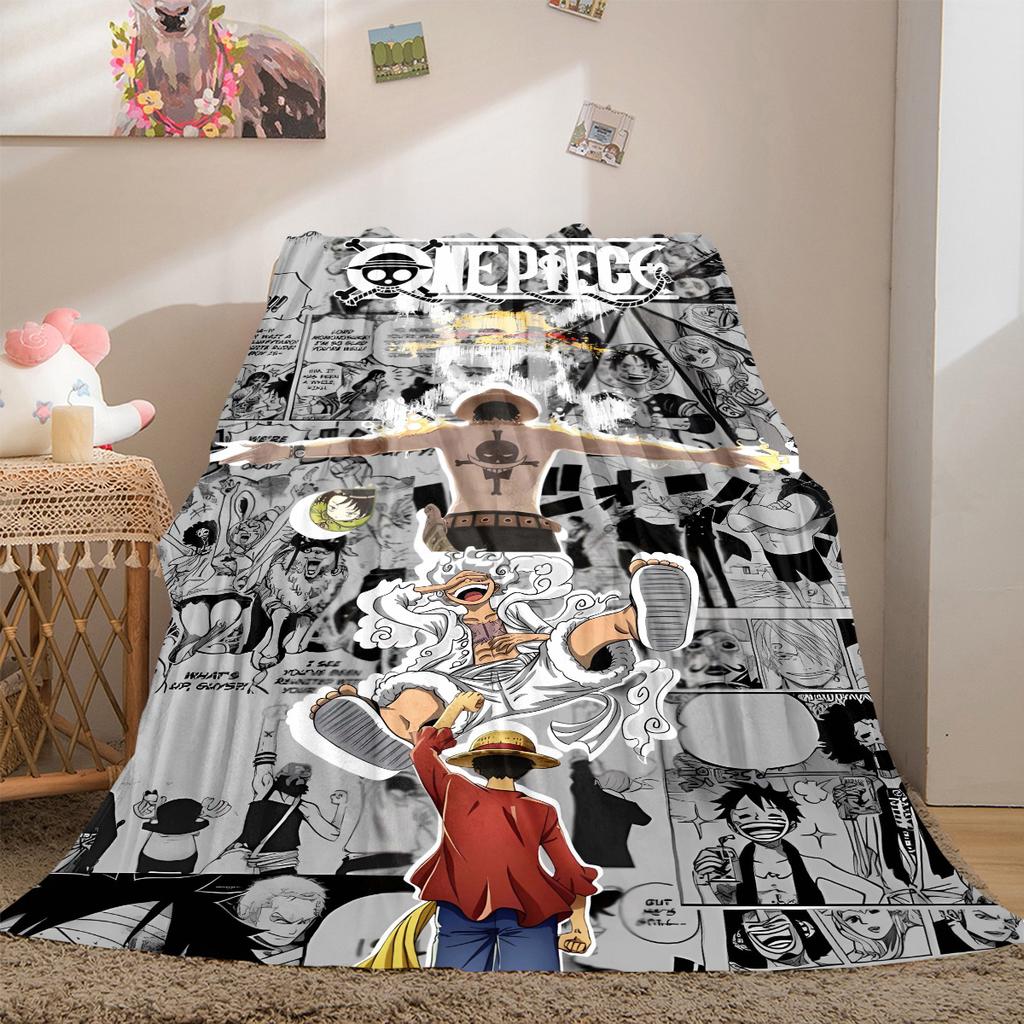 Anime One Piece Flannel Lightweight Blanket Home Decor Sofa Bed Travel Cover Family Gift For All-Season LXR175