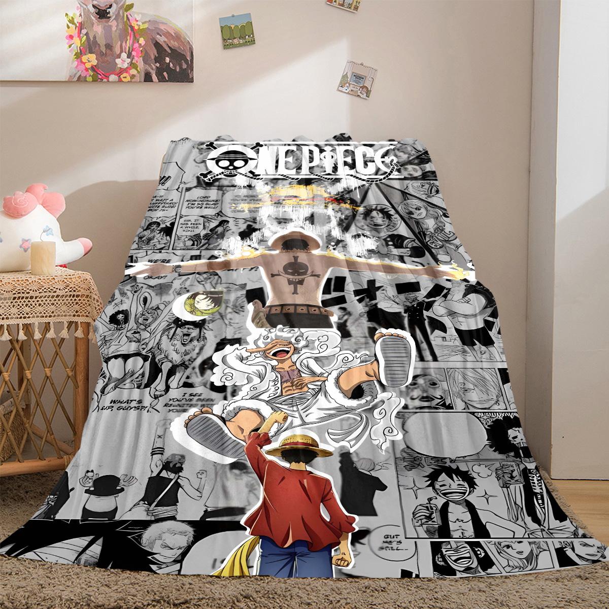

Anime One Piece Flannel Lightweight Blanket Home Decor Sofa Bed Travel Cover Family Gift For All-Season LXR175 75x90cm