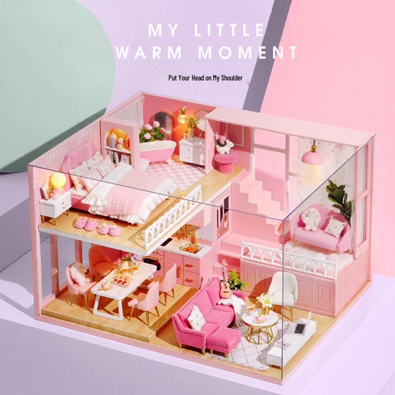 DIY Pink Attic Cabin Building Blocks: Educational Toy for Girls, Perfect Birthday Gift