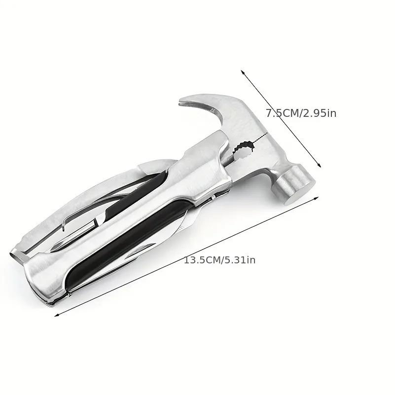 Damaly,Stainless Steel Multifunctional Hammer Tool, 7-in-1 Portable Multi-Tool With Claw Hammer, Knife,Screwdriver,Opener,Perfec