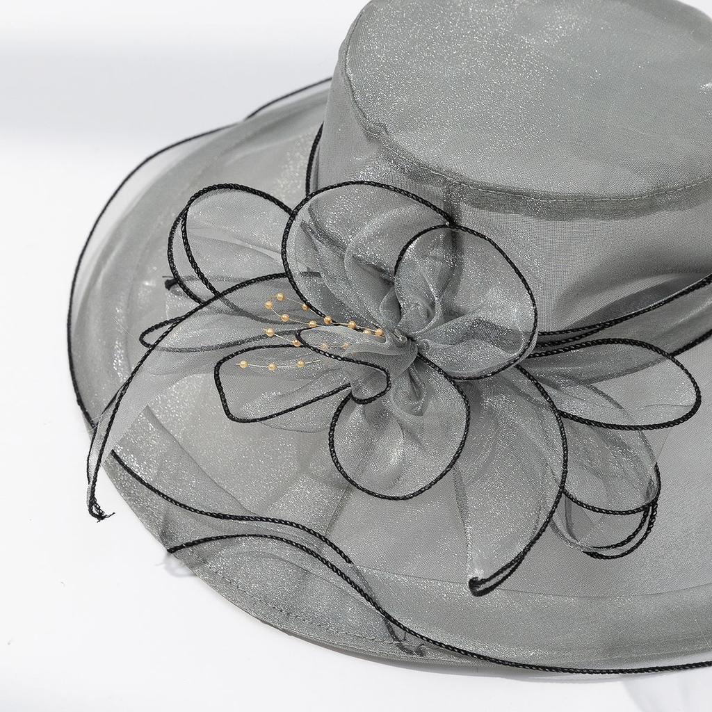 Eugen Mesh Flower Hat Summer Fashion Sun Protection and Shading Large Eave Hat Retro Elegant Women's Hat