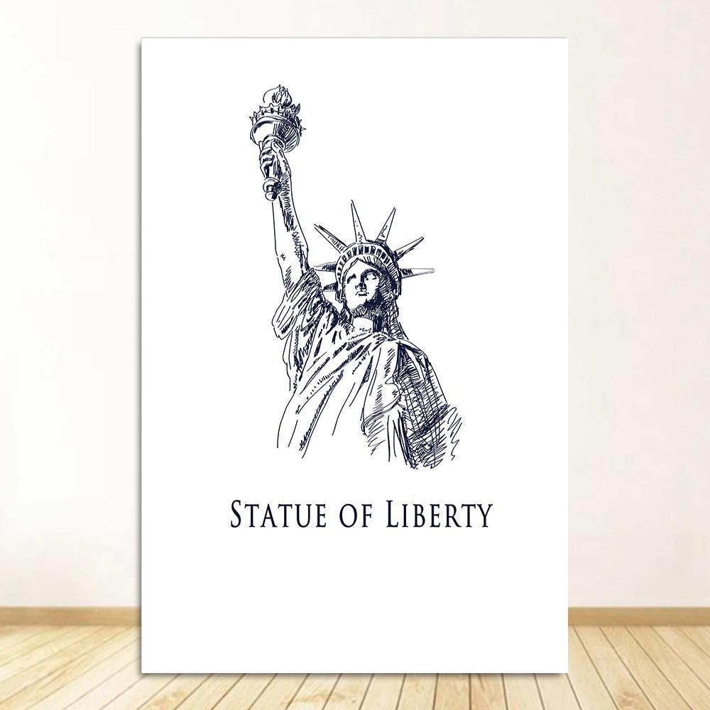 Black White Travel Poster Retro City Landscape Print Canvas Painting Nordic Wall Art Home Decor