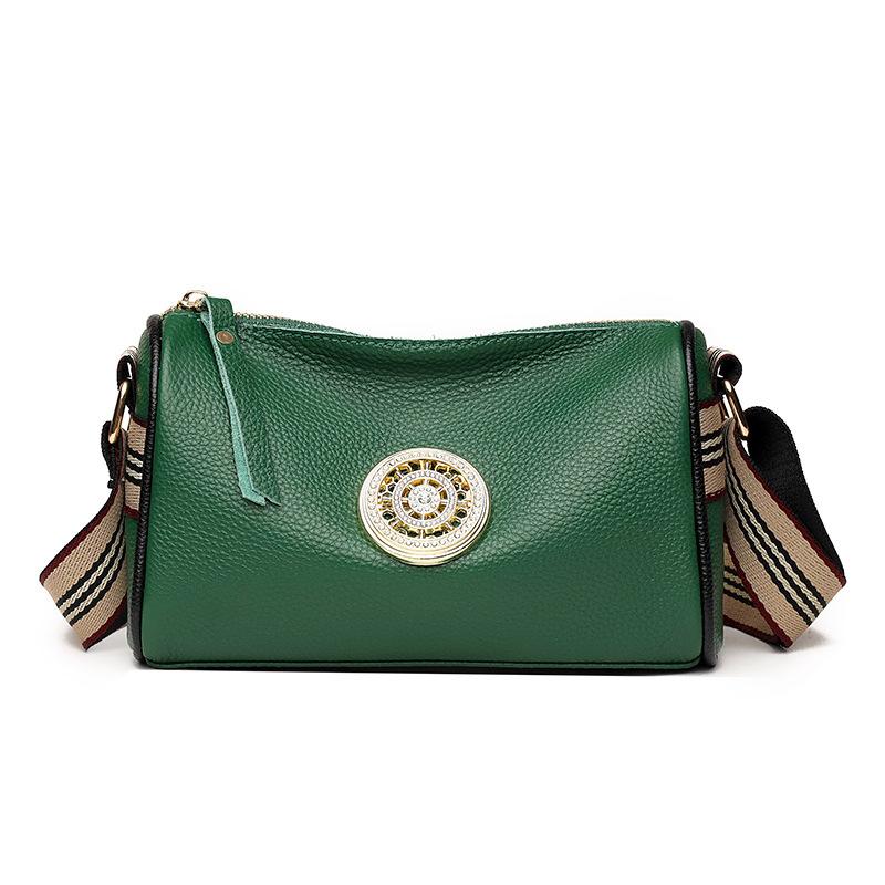 

Кожаная женская сумка, модная сумка через плечо, сумка-мессенджер из коровьей кожи, сумка-подушка с широким ремнем через плечо для женщин зелёный