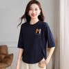 High-quality pure cotton medium-sleeved top women's seven-quarter-sleeved high-end summer thin loose women's short-sleeved t-shirt bottoming shirt
