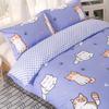 3-teiliges Blau Rosa Schwarz Bettwäsche-Set Niedlicher Hunde Katzen Druck Gemütlich Weich Bettbezug King Queen Twin Größe Geburtstagsgeschenk Mädchen Schlafzimmerdeko