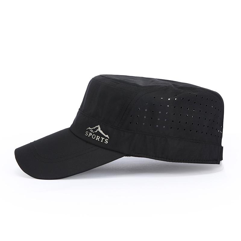 Men'S And Women'S Outdoor Jungle Adventure Solid Color Simple Military Hat Quick-Drying Hat Mountaineering Breathable Flat Top Hat Mountain Logo Hat
