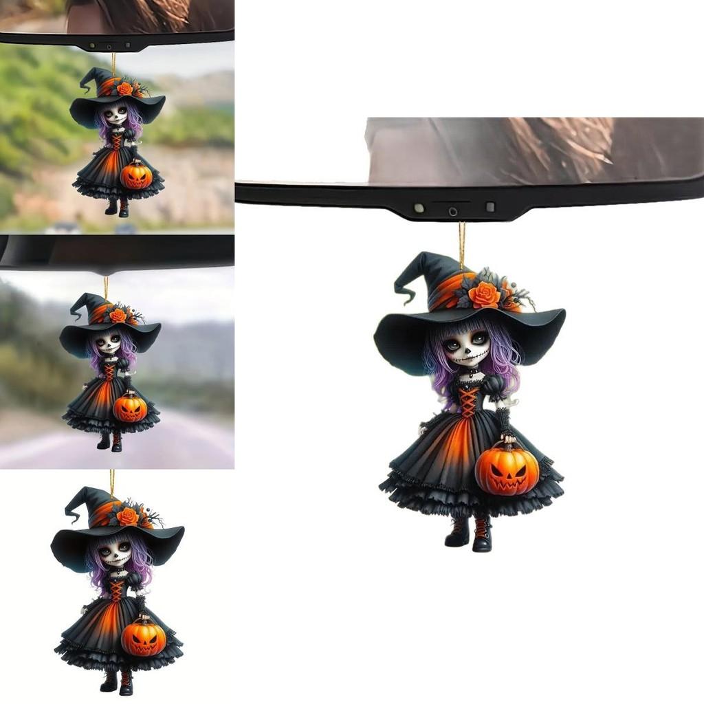 Car Decor Acrylic Vintage Style Witch Mirror Charm Holiday Christmas Gift