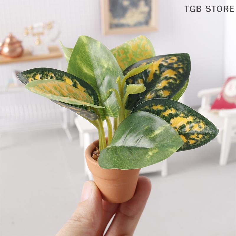 1Pcs 1/12 Miniature Plant Potted Model Garden Green Plant Ornaments Dollhouse Simulation Plant Decoration Toy