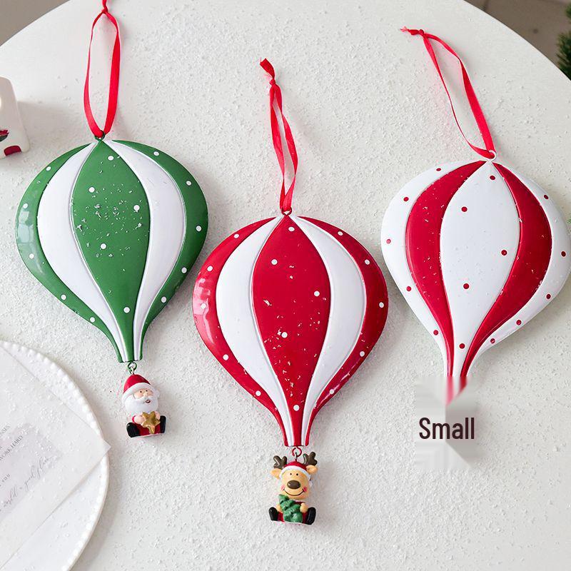3D Hot Air Balloon Christmas Ornament: Red & Green Hanging Decoration for Holiday Festivities