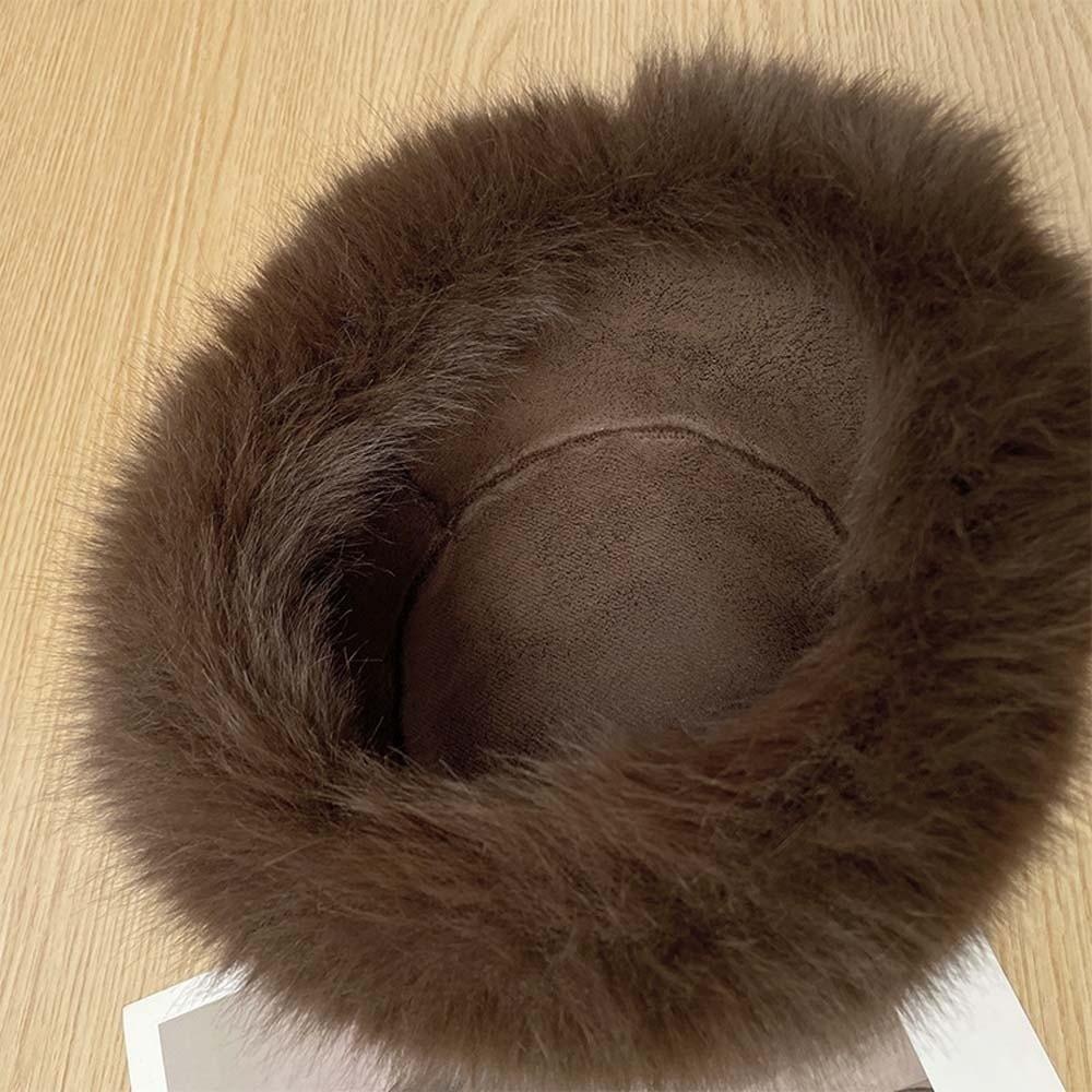 Imitation Mink Fur Plush Bucket Hat Temperament Anti-cold Basin Cap Winter Fisherman Hat  Outdoor
