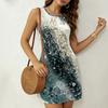 European and American large-size women's vacation dress, new full body printing retro fashion travel