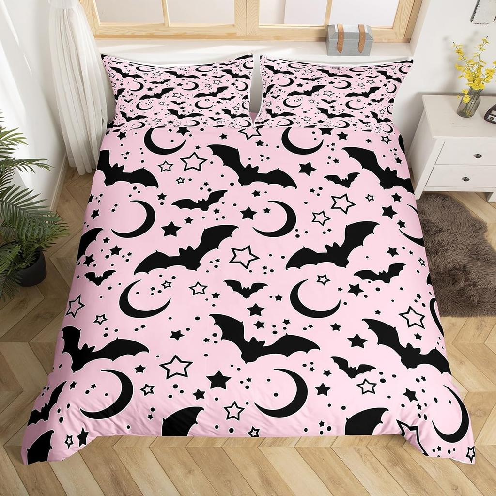 Bat Duvet Cover Set Gothic Style Wild Animal Comforter Cover for Kids Boys Girls Teens Bedroom Decor Full Queen King Bedding Set