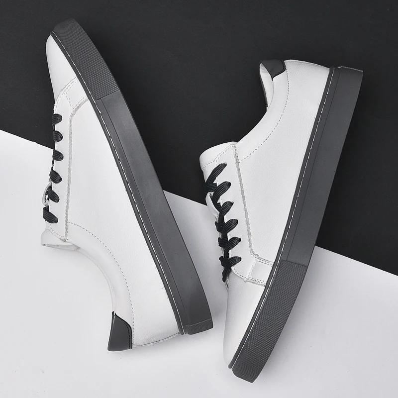 Fashion Plus Size 36-49 Men Casual Shoes Genuine Leather Mens Shoes Comfortable Sneakers Man Loafers Breathable High Quality White Shoes