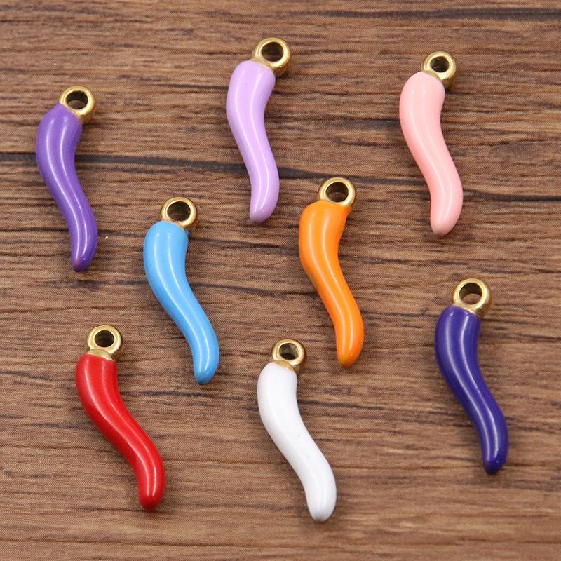 Stainless Steel Multi-Color Red Chili Pendant Charm in Two Sizes