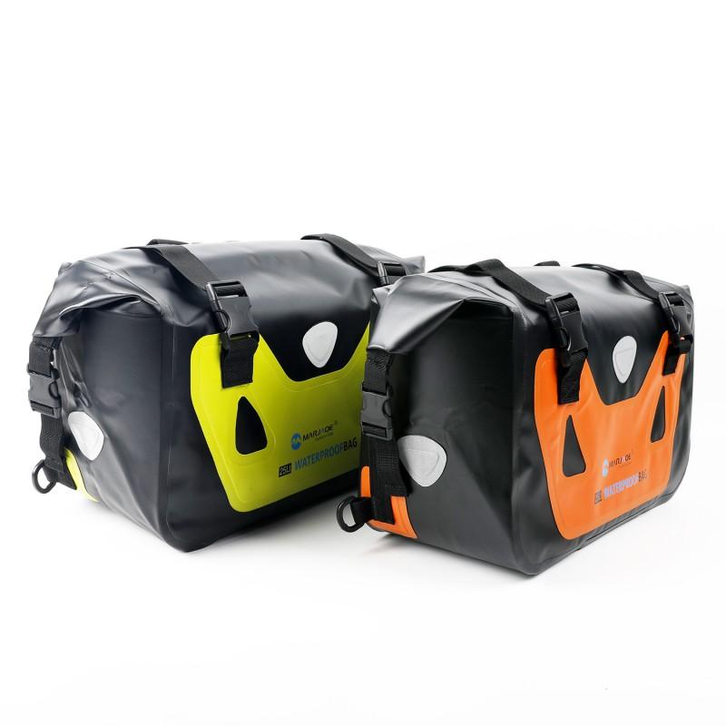 50L Waterproof Motorcycle Saddle Bag Rear Seat Tail Touring Motorcycles With PVC Material Fluorescent Green Orange