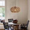 Personality Boho Style Retractable Rattan Ceiling Pendant Light With Dimmable Switch Bamboo Light Fixture Kitchen Island Lamp