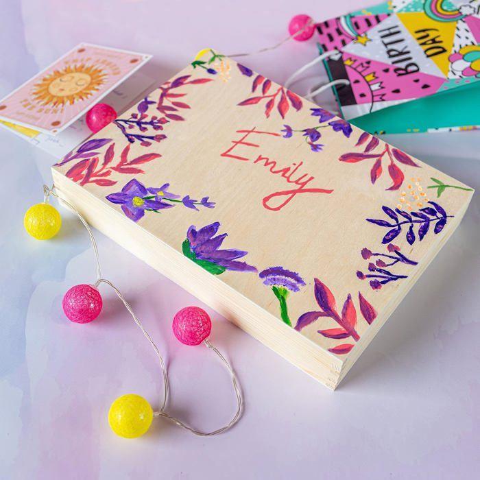 Boite de rangement - creative deco - a4 - bois non peint - couvercle et serrure - 34x25,3x5,3 cm