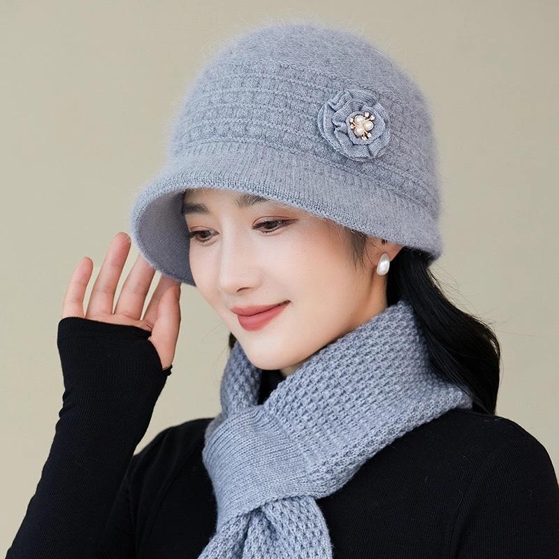 

Шляпа Женская зимняя теплая шляпа-ведро Шерстяная шляпа Шляпа-котелок (separate hat) серый