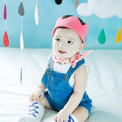 Woolen Yarn Baby Boys Girls Crown Knit Headband Hat hair accessories beanie pink