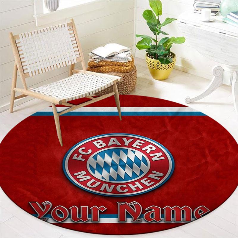 FC Bayern Munchen Custom Name Round Area Rug,Carpet Rug for Living Room Bedroom Sofa Playroom Decor,Non-slip Floor Mat