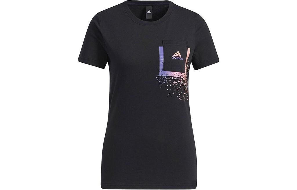 Adidas T Shirts Women's Black Crew Neck Moderate Straight Fit GP0688