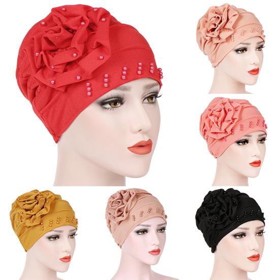 Mode Blume Floral Perlen Frauen Kopf Wrap Hut Kopf Schutzhülle Fall Geschenk