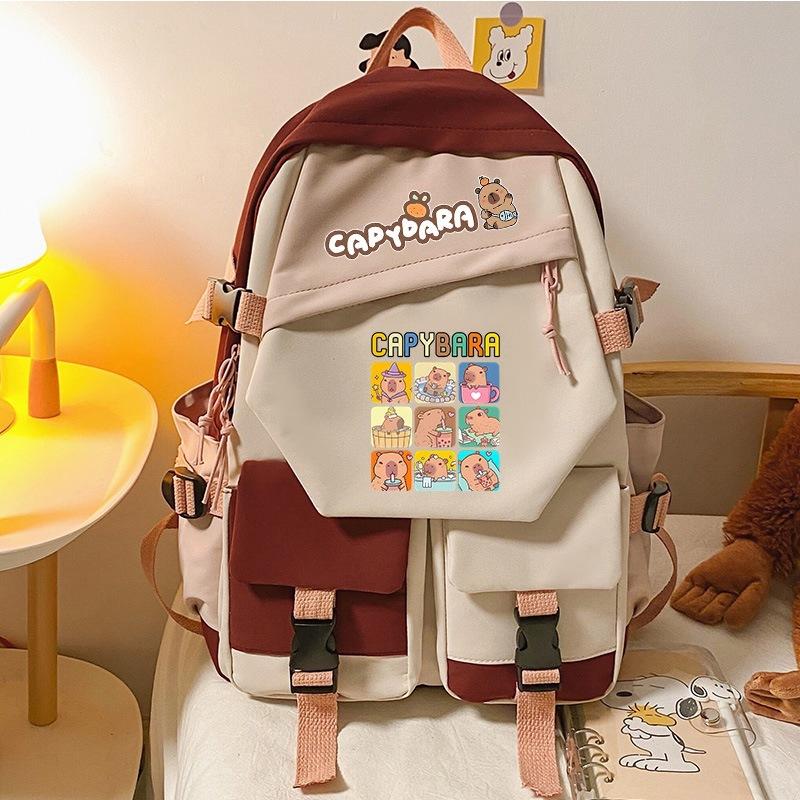 Capybara Cartoon Cute Capybara Youth Large Capacity Backpack Versatile School Bag