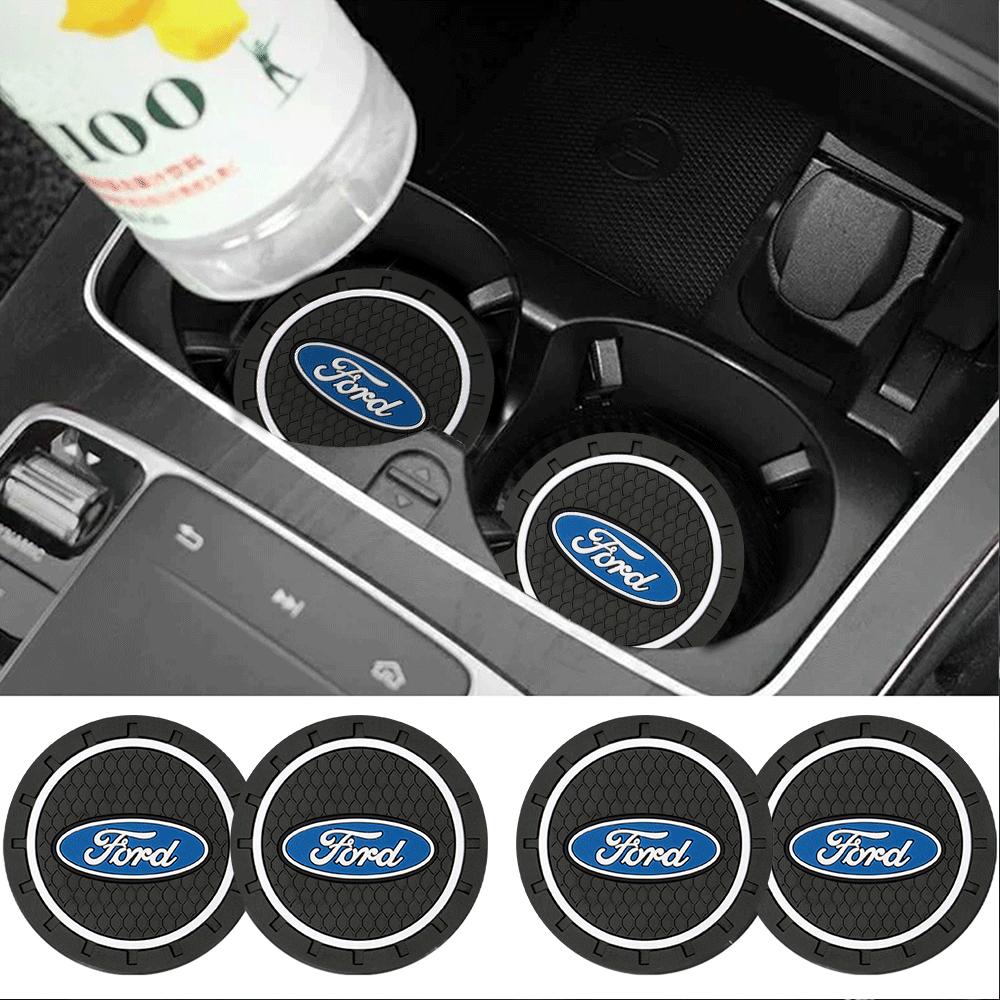 2Pcs Car Anti-Slip Water Cup Pad Bottle Holder Mat Coaster For Ford Fusion Taurus Focus Mk2 3 7 Mondeo F150 Mustang Transit Kuga