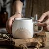 American Style Relief Coffee Cup Crown Ceramics Mug Household Ceramic Coffee Mug Vintage Beverage Shop Espresso Cup Gifts