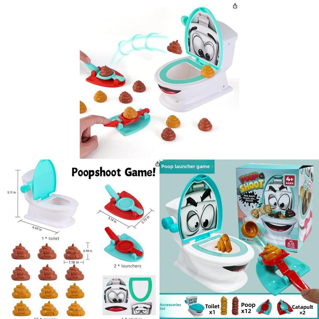 Poop Shoot Toilet Game Toy With Ejecting Feces For Parent Kids Indoor Play Fun