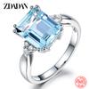 925 Sterling Silver Fashion Aquamarine Gemstone Ring for Women Wedding Party Jewelry Gifts Wholesale